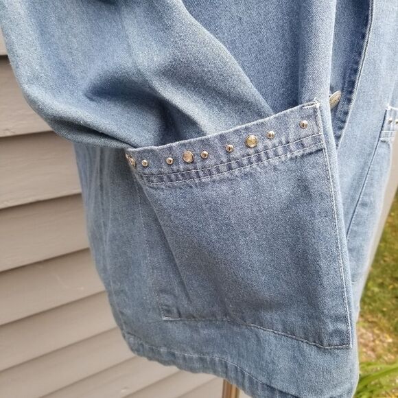 Vintage 90s y2k Denim Bling Floral Paisley Jean Jacket Blazer Size Woman's Large - Picture 5 of 11